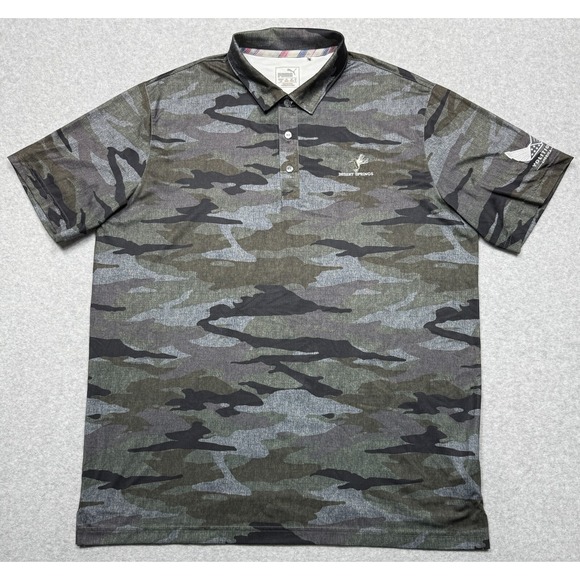 Puma Polo Shirt Mens Large Desert Springs Golf Club Volition America Green Camo‎ - Picture 1 of 11